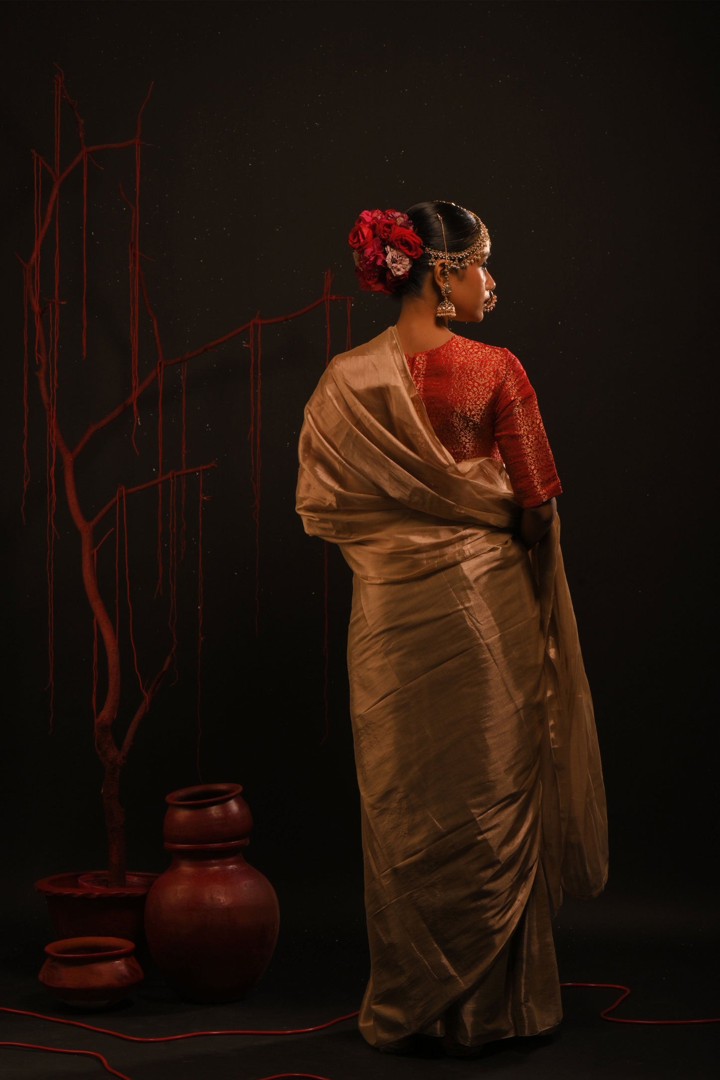Devyani saree I Rose Gold Handloom Tissue Saree