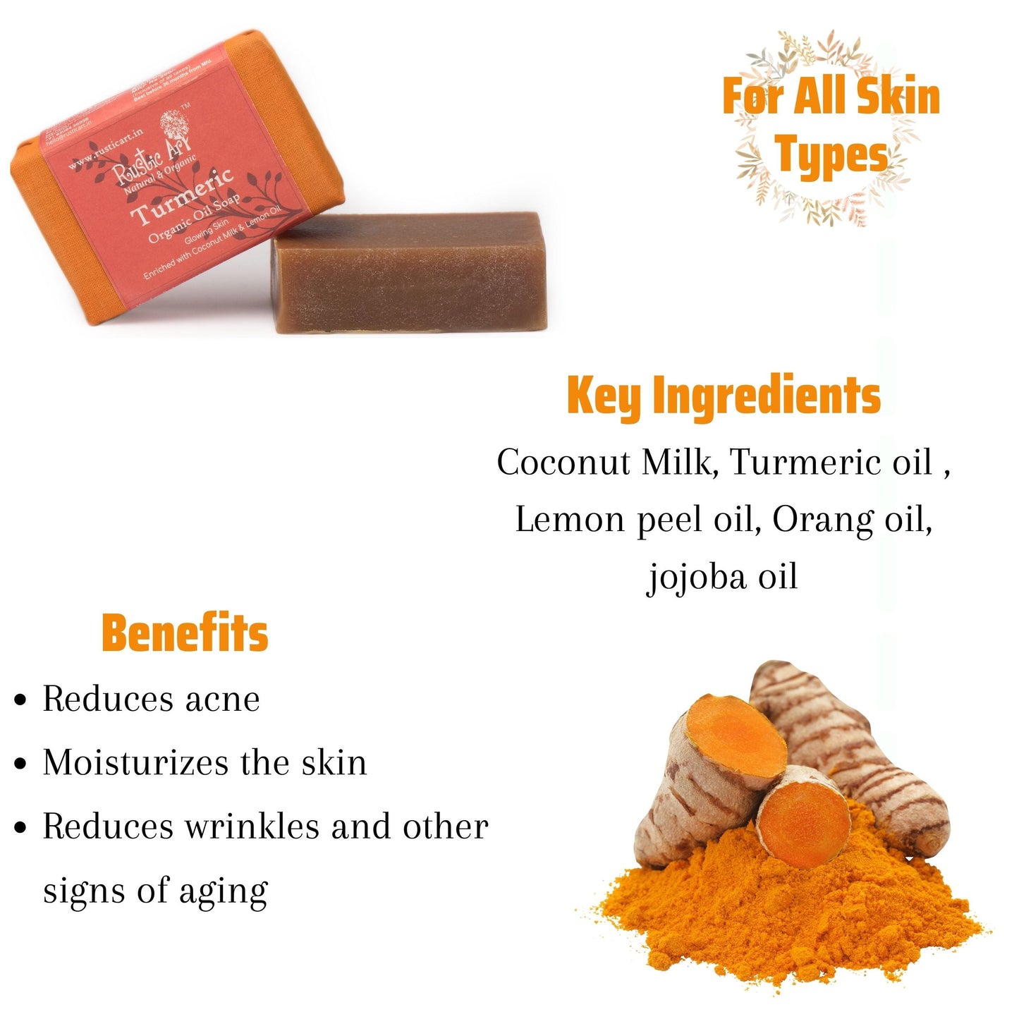 Turmeric Soap (100gm), Rustic Art