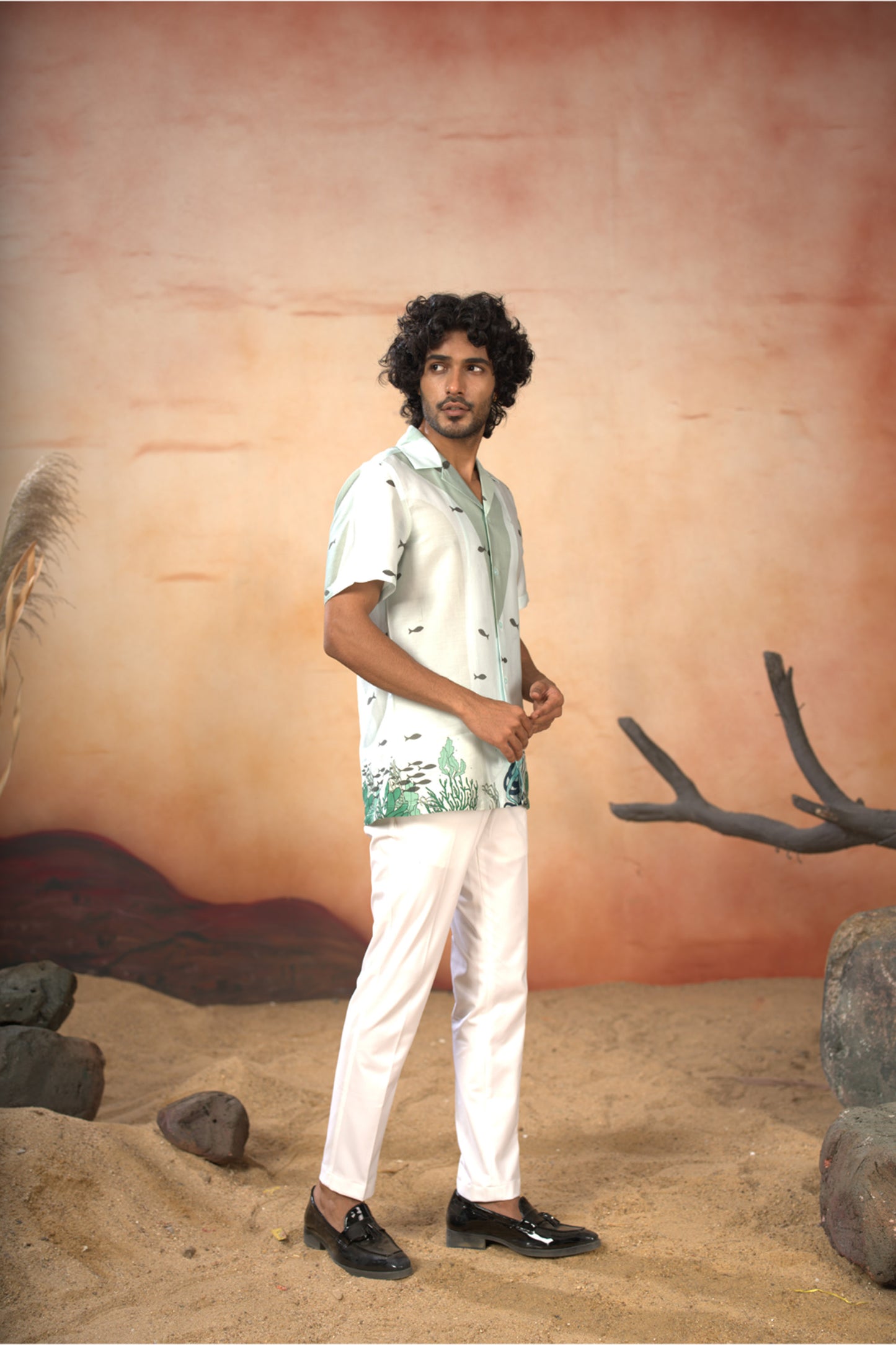 Sea Green Cotton Satin Seabed Serenity Cotton Satin Shirt