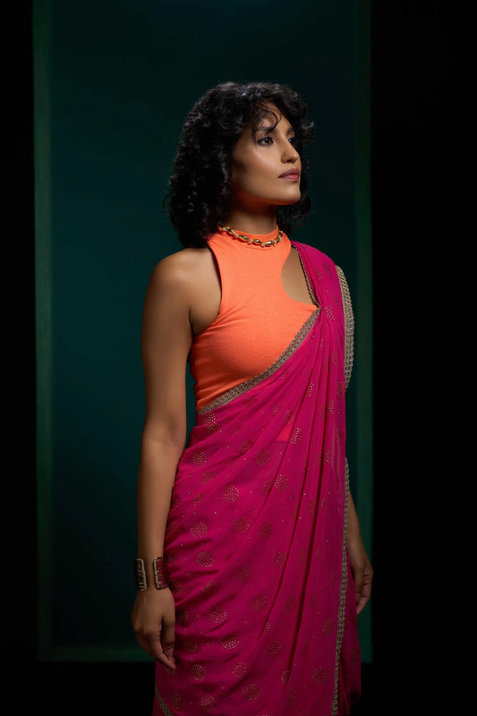 Daisy Pink Georgette Saree