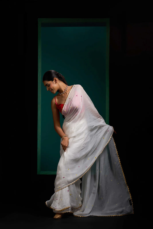 Noori White Organza Saree