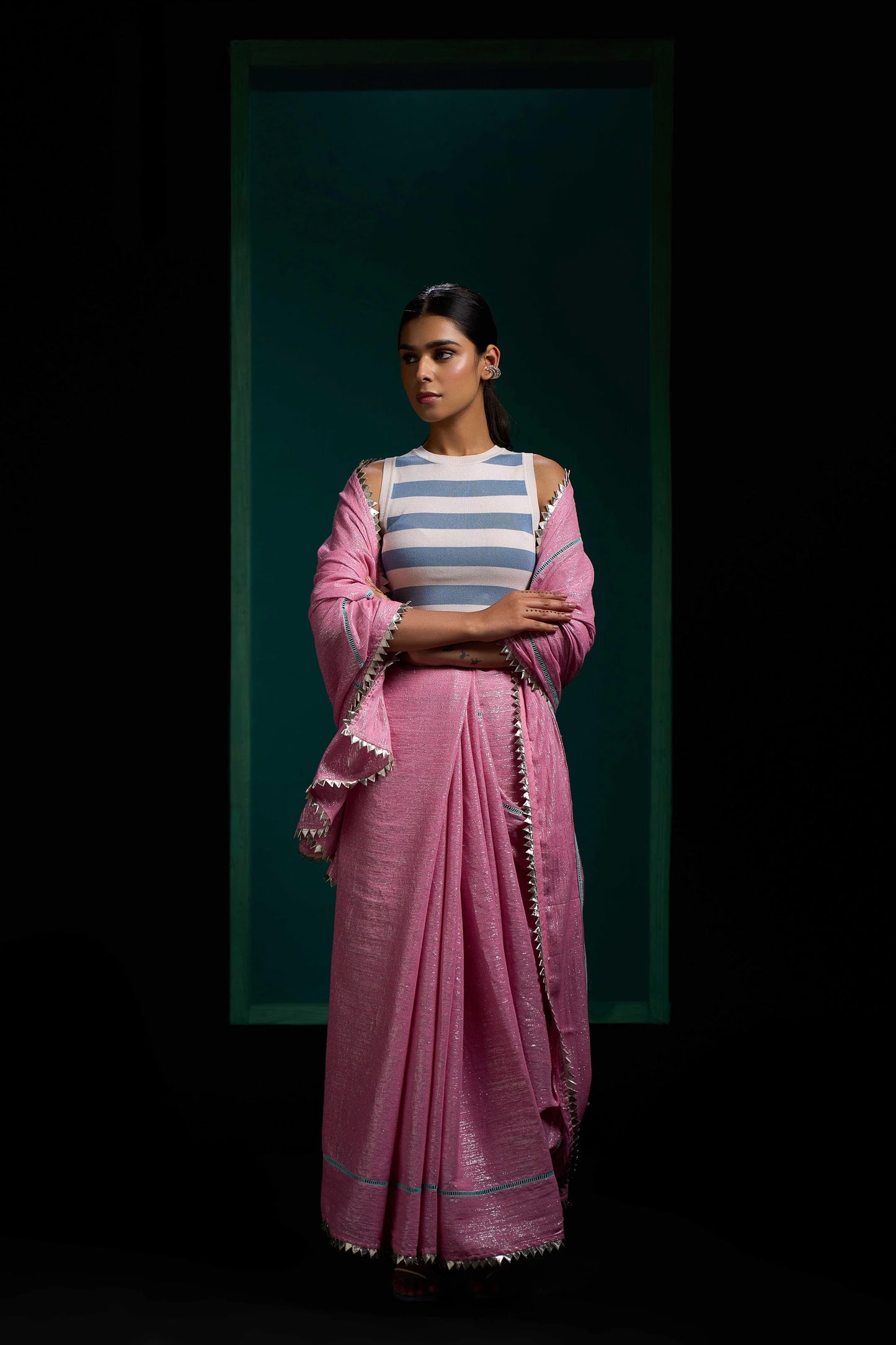 Baby Pink Shimmer Pure Cotton Saree