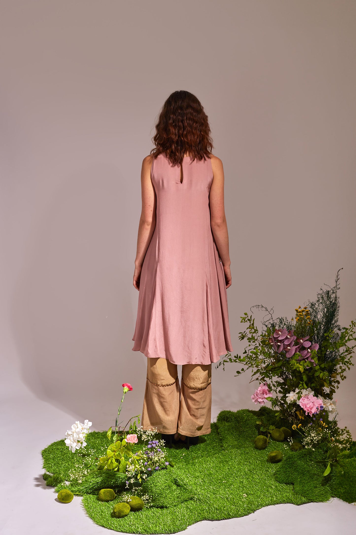 MEADOW Dusty Pink and Beige kurta