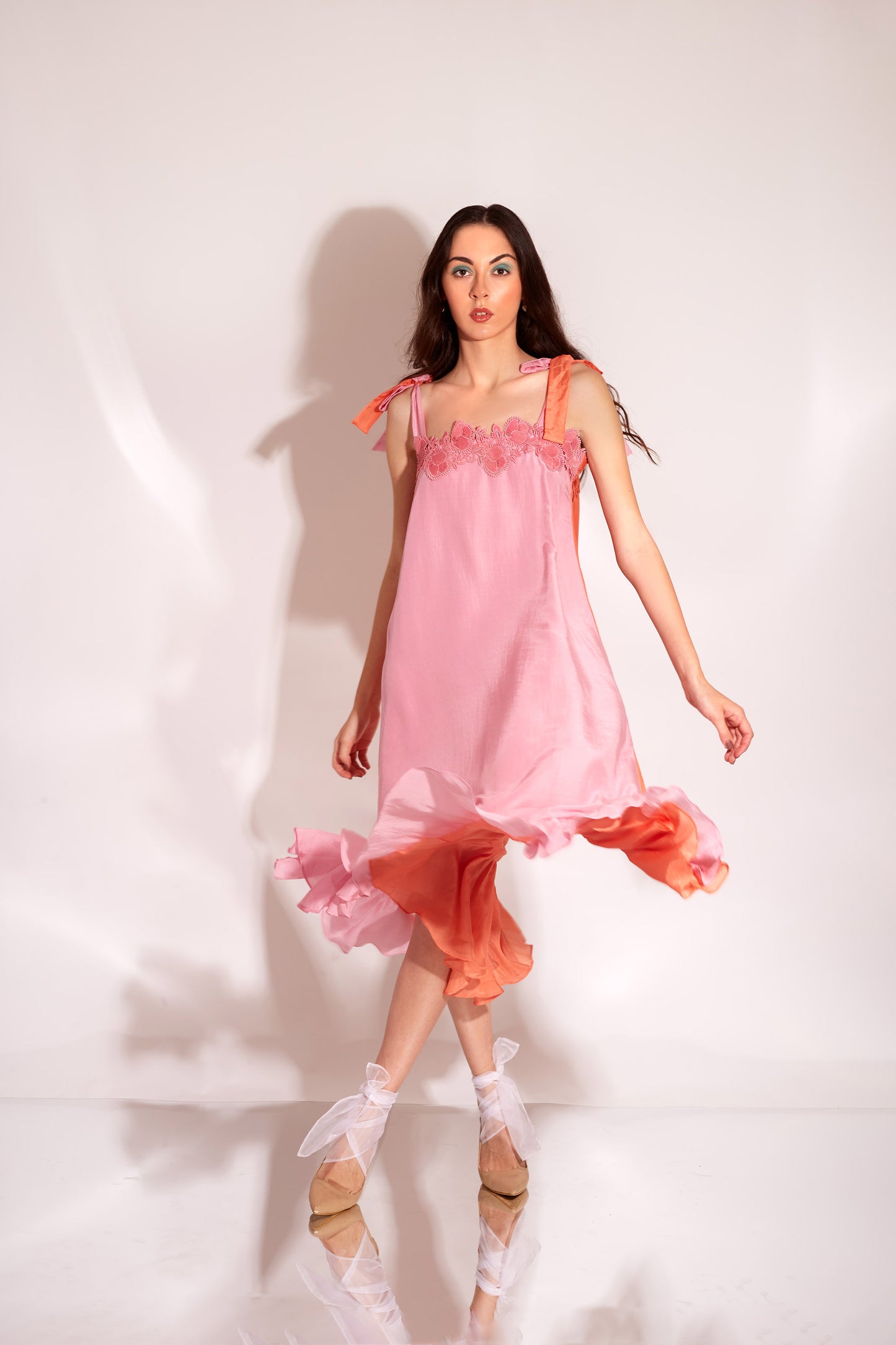 TULIP Pink and Tangerine Dress ( Dual Wearable )