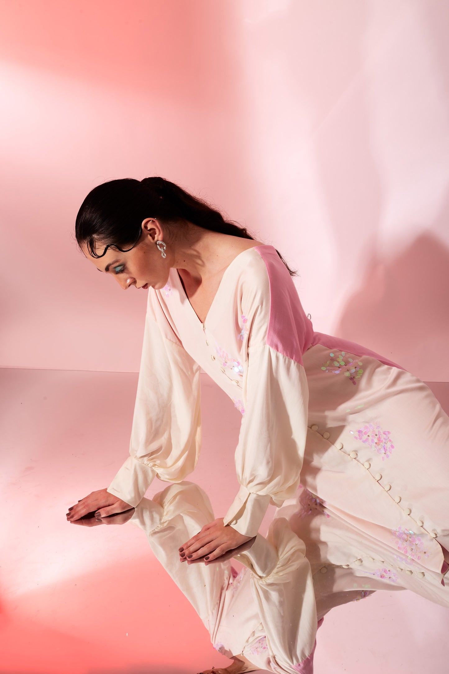 BLOOM Cream and Pink Dress