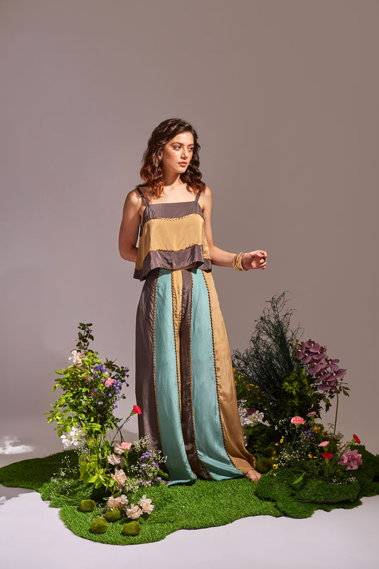 LAVENDUSK Green, Beige and Dark Grey Coord set