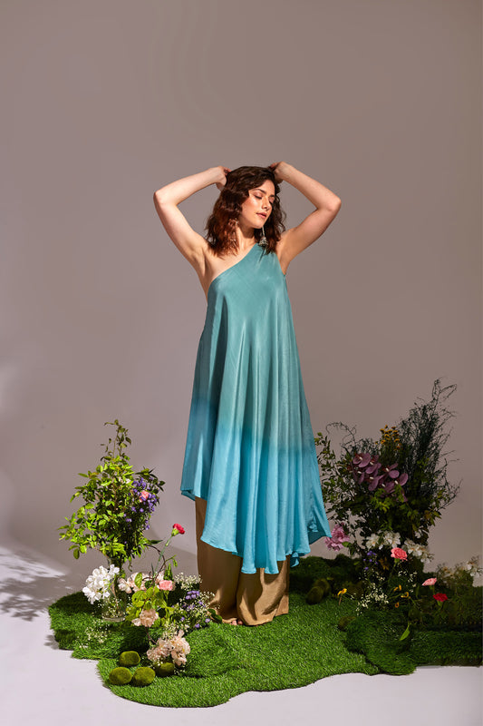 LUMINA Sea Green,Cyan Blue and Beige Kurta