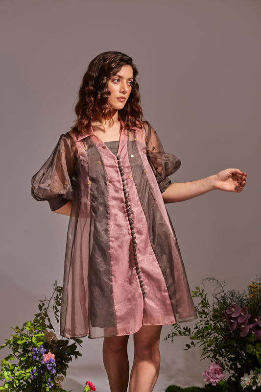 FORREST Dark Grey and Dusty Pink Dress