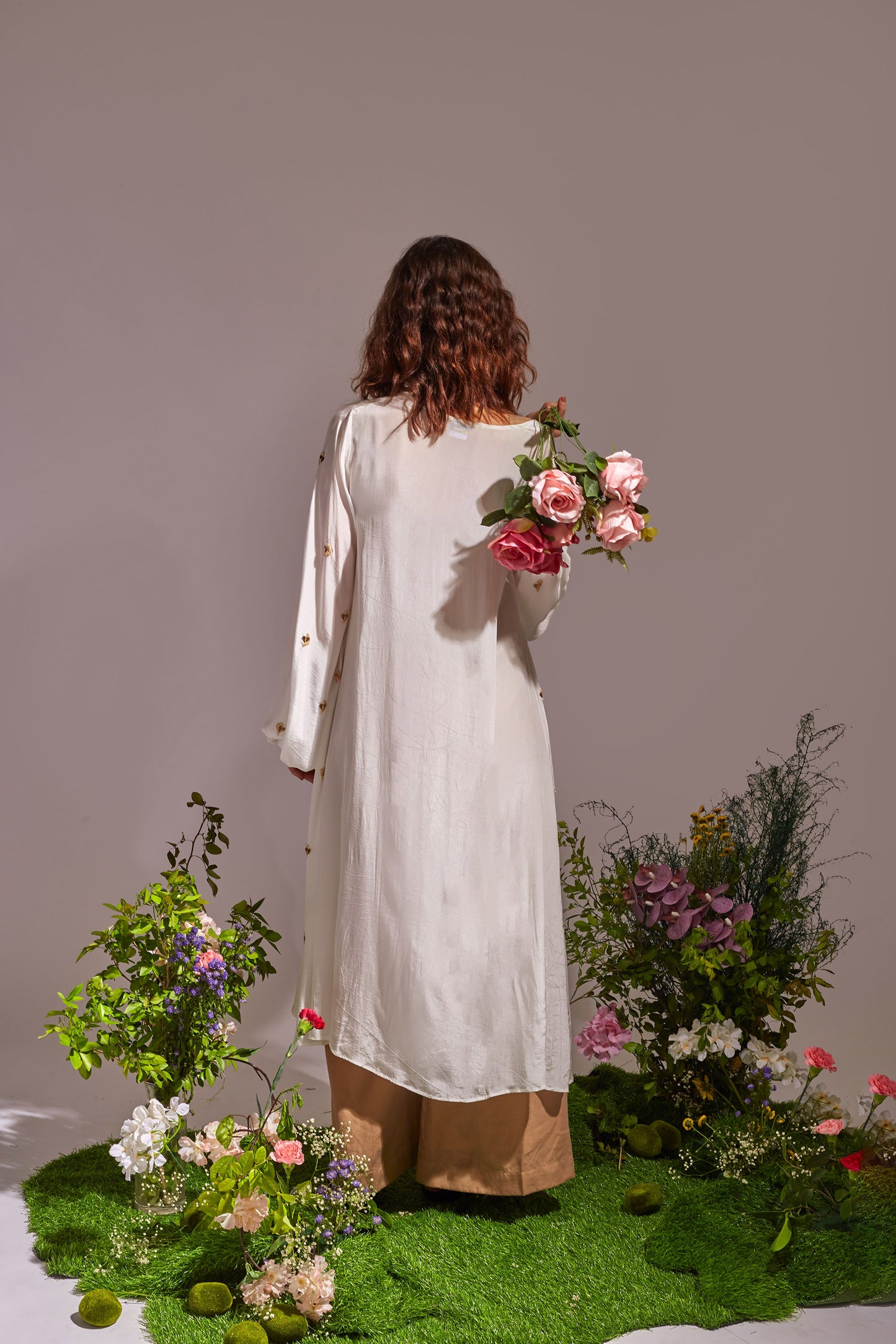 FAE Beige and White Dress