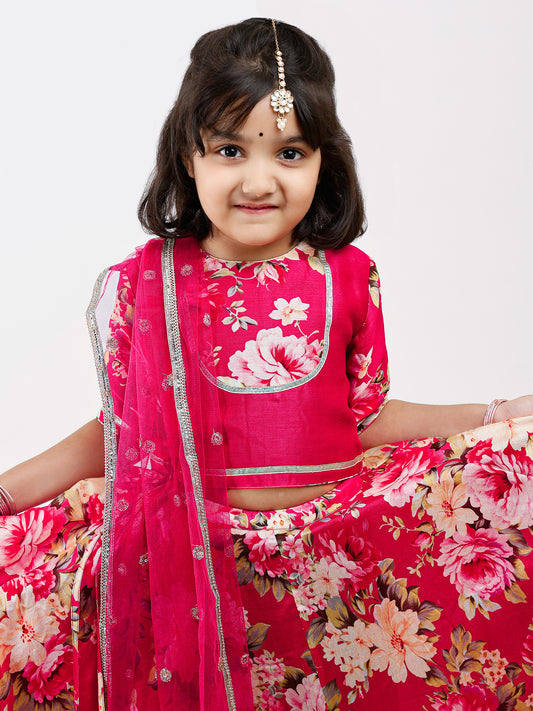 Pink Kids Floral Lehenga
