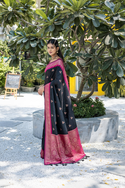 Black Vaishali Banarasi Silk Zari woven Saree