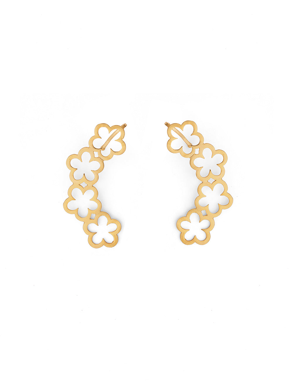Golden Flower Drop Ear Cuff