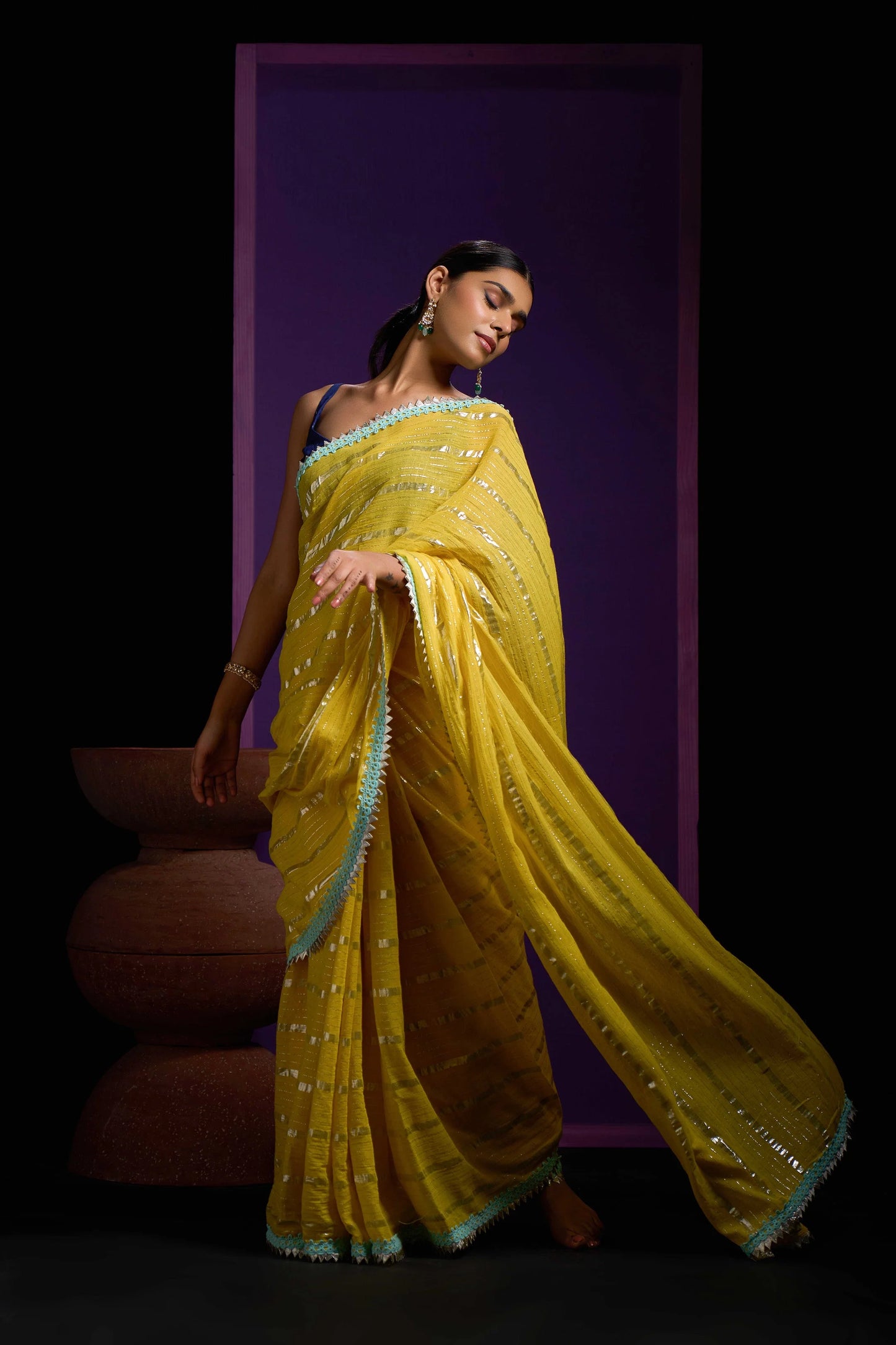 Yellow Tohfa Mulmul Saree