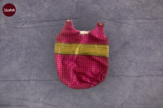 Angel Whisper - Onesie Rompers in Purple checks Kalyani Pattu with green zari border