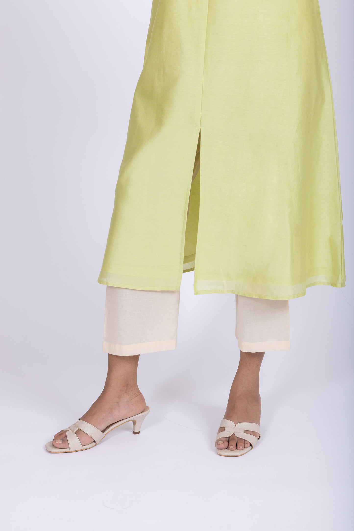 Anushka Mint Green Chanderi A-Line Embroidery Kurta Set