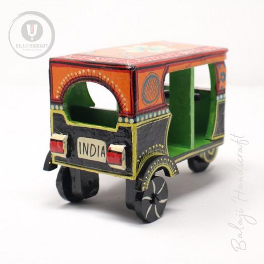 Wooden Auto With Handpainted Banaras Wooden Handicraft