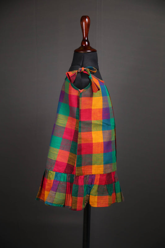 Swara - Mooshak Baby girl frock in Cotton Multicolor Checks
