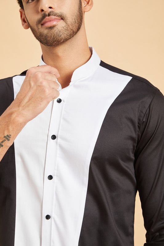 Black Giza Cotton Clear Cut Pattern Shirts