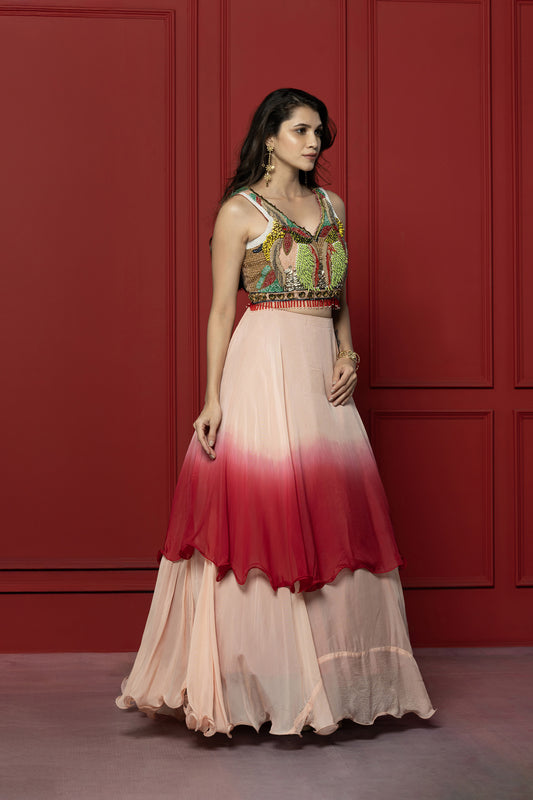 Ombré Viscose Organza Skirt Set