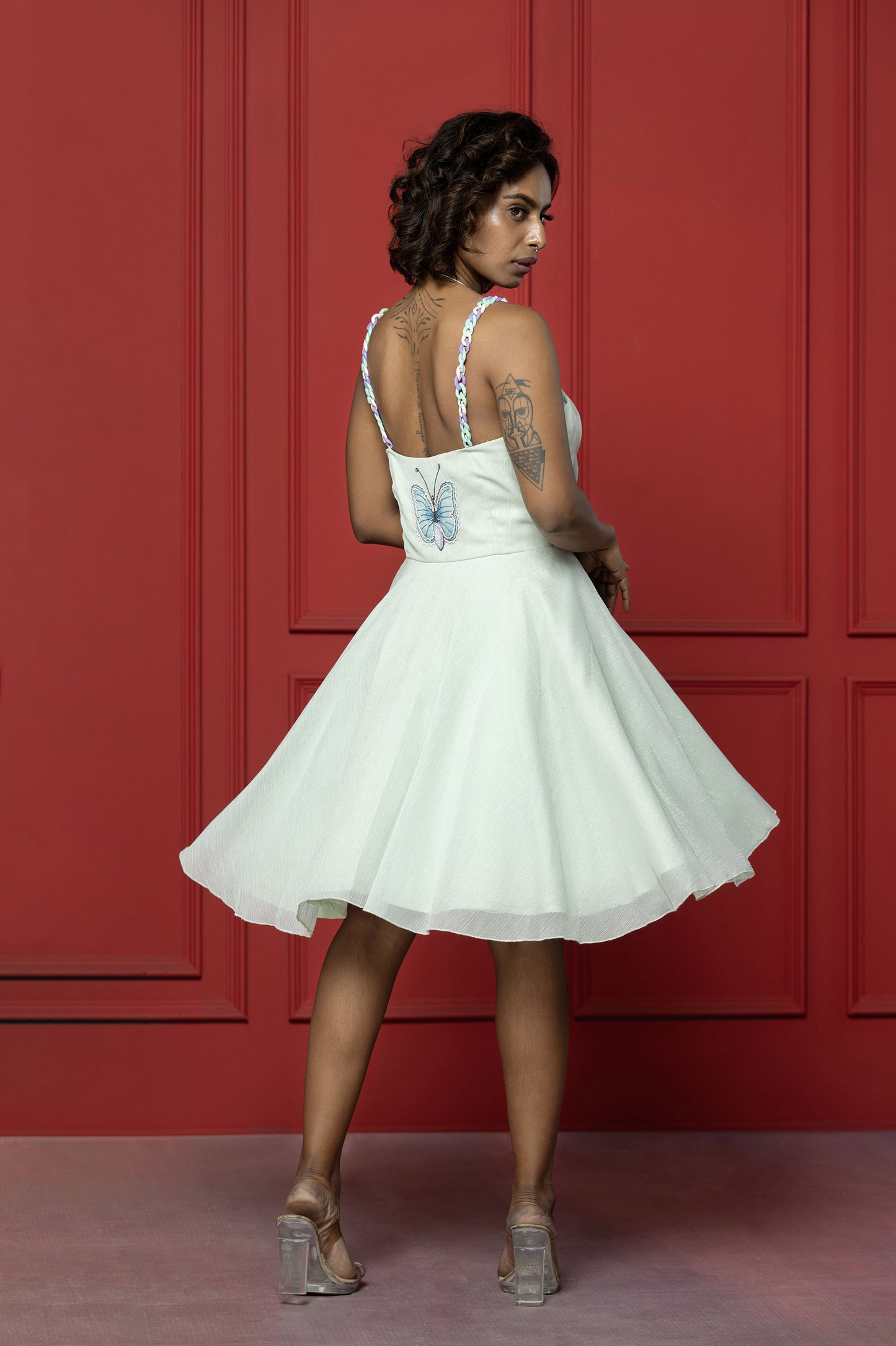 Pastel Green Organza Butterfly Frock