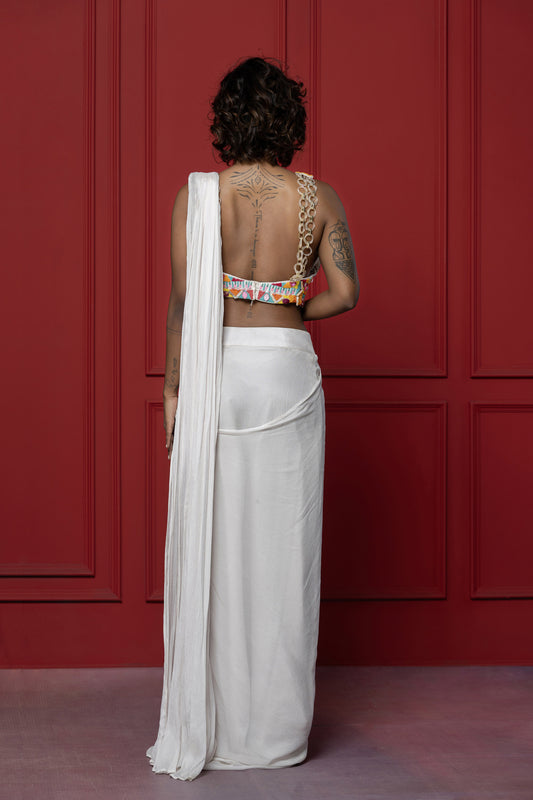 3D Embellished Baby Pink Upada Silk Saree