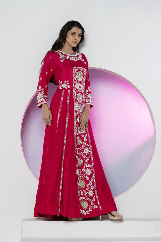 Fuchsia Pink Dola Silk Gown