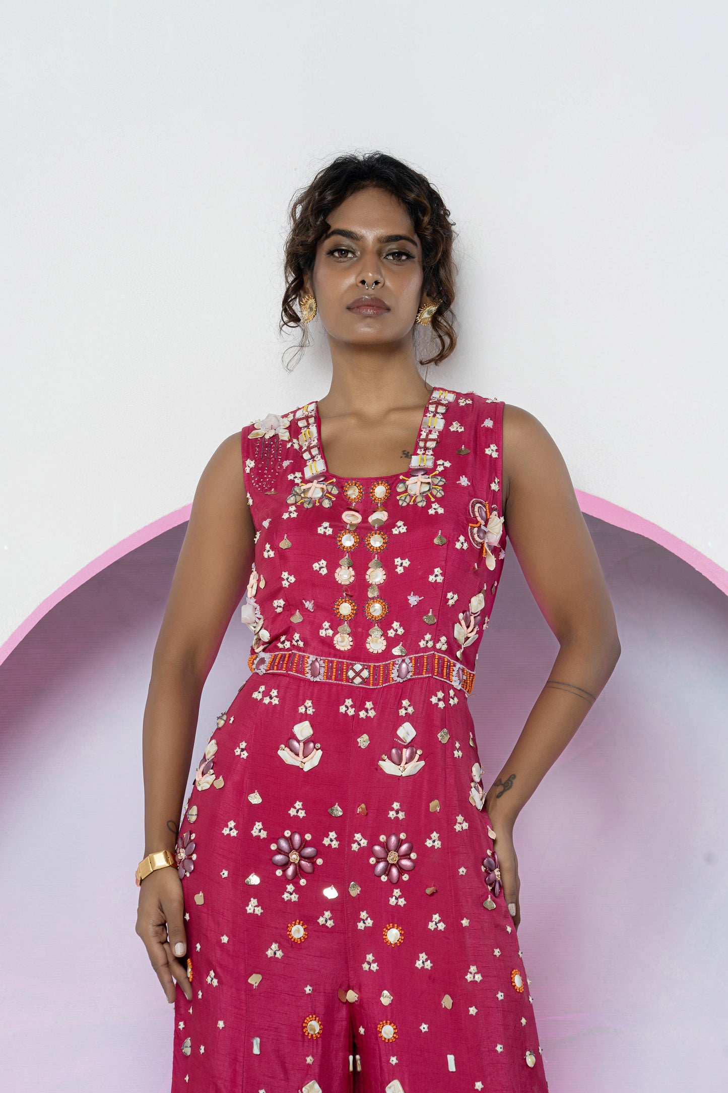 Vibrant Pink Dola Silk Jumpsuit