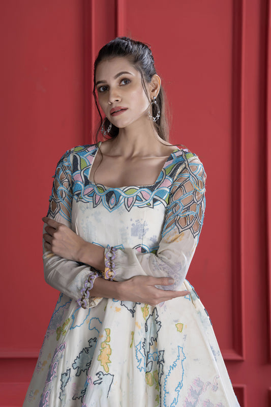 Off white Tye-Dye Frock