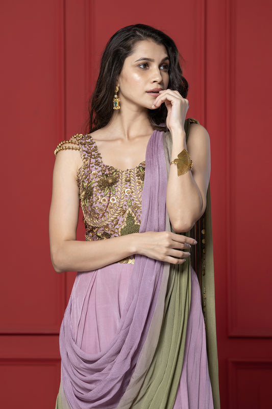 Mauve Chinnon Shaded Palazzo Drape