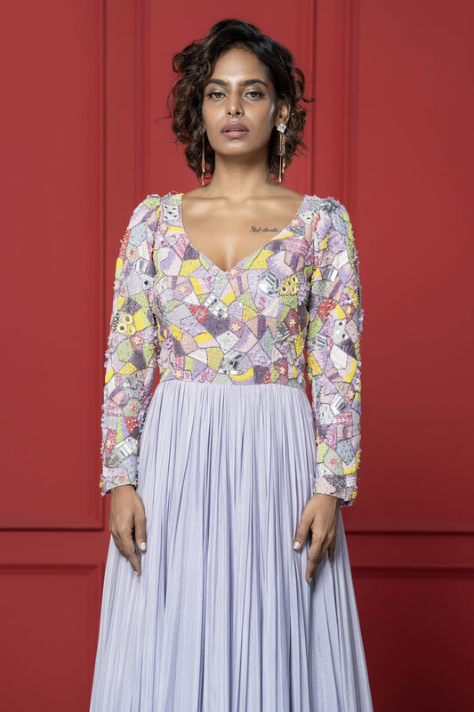 Lilac Chinnon Embroidered Ensemble