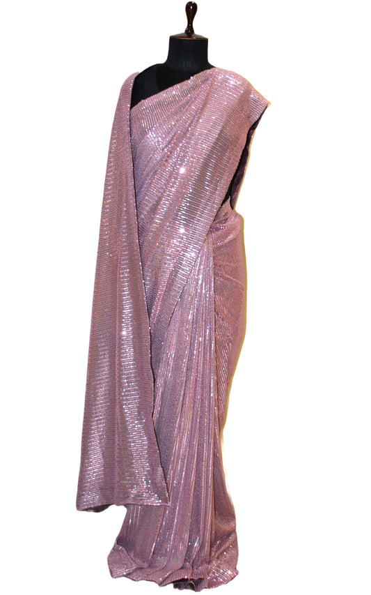 Designer Italian Net with Sequin Woven Bollywood Sarees in Burgundy