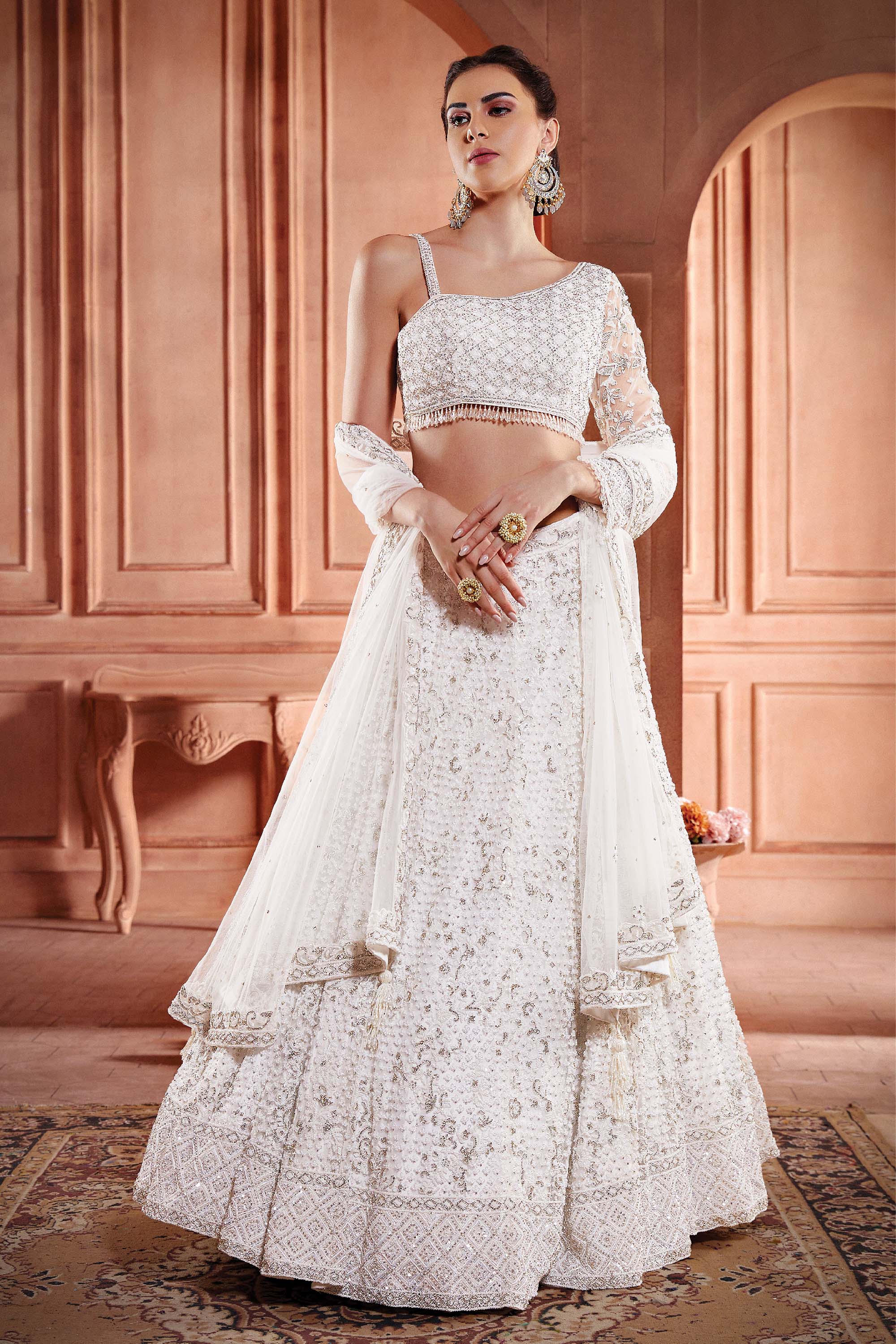 Kalaa White Net Hand Embroidered Bridal Lehenga – Mohi fashion