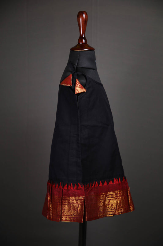 Swara - Tie up Dress in Kanchi Cotton in Black