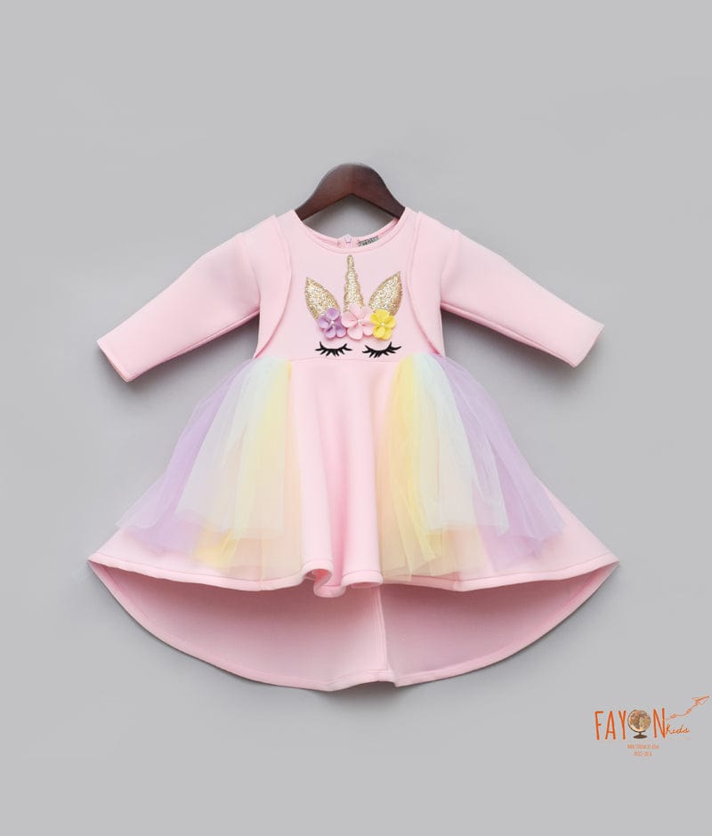 Baby Pink Unicorn Dress with Jacket for Girls