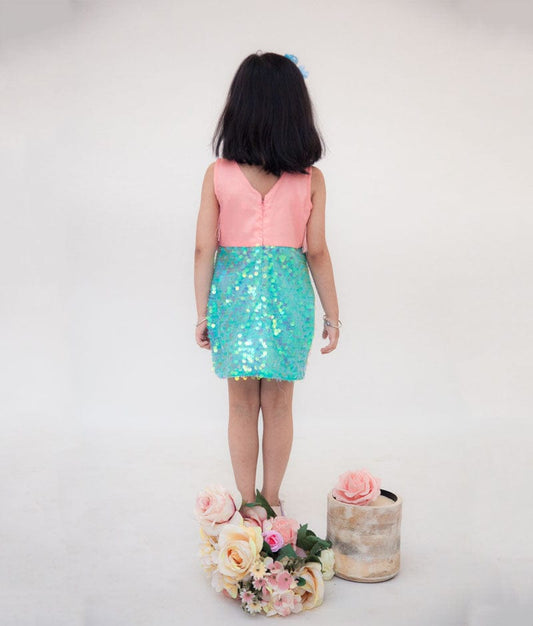 Peach Blue Dress for Girls