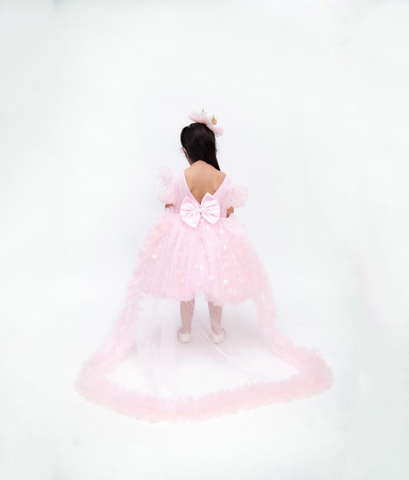 Pink Star Net Dress for Girls