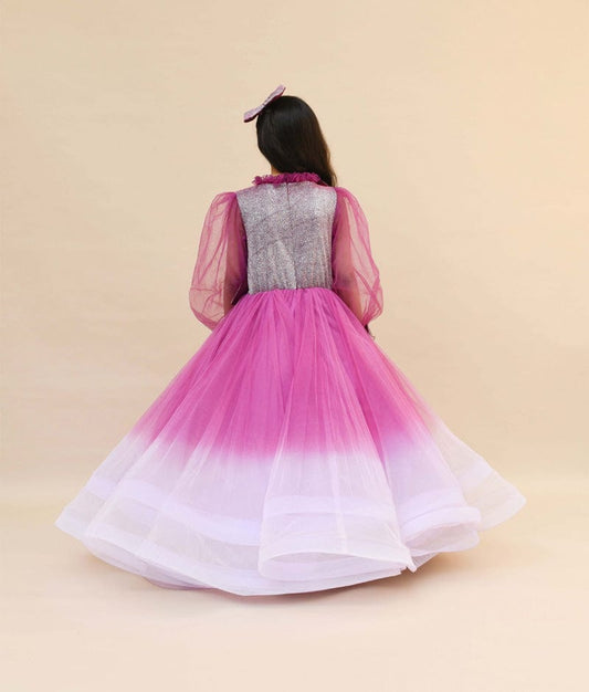 Purple Shimmer Net Gown for Girls