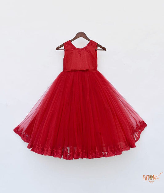 Red Net Gown for Girls