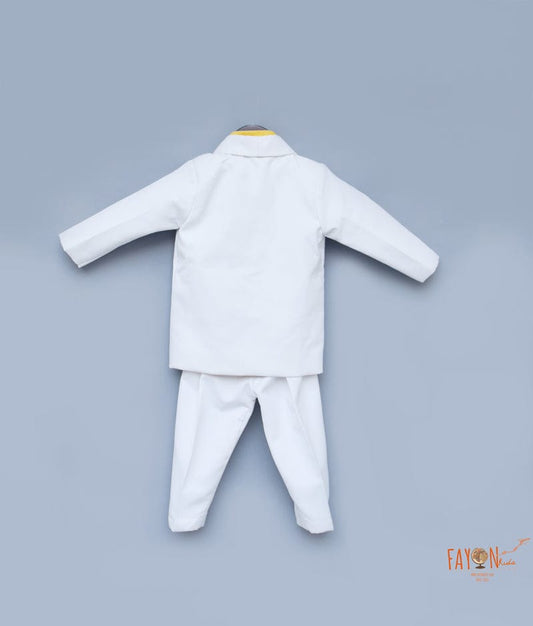 White Coat with Yellow Shirt Pant for Boys