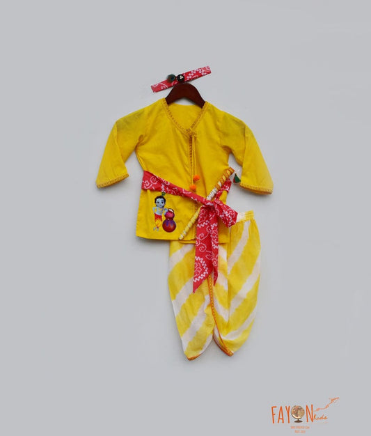 Yellow Kurta with Dhoti for Boys