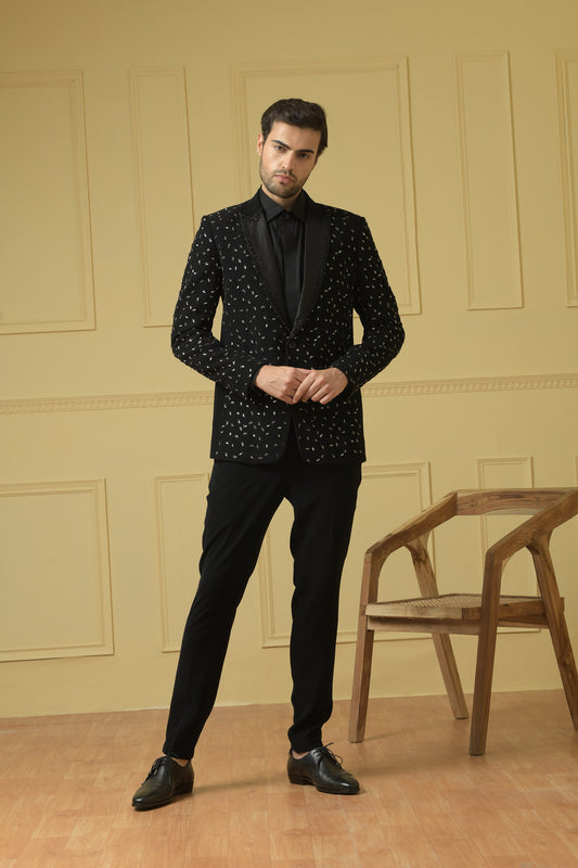 Encendido Black Italian Ethnic Party Wear Blazer