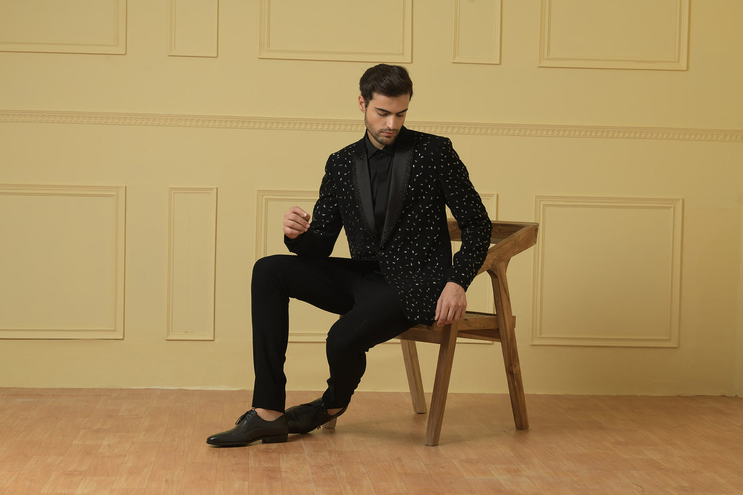 Encendido Black Italian Ethnic Party Wear Blazer