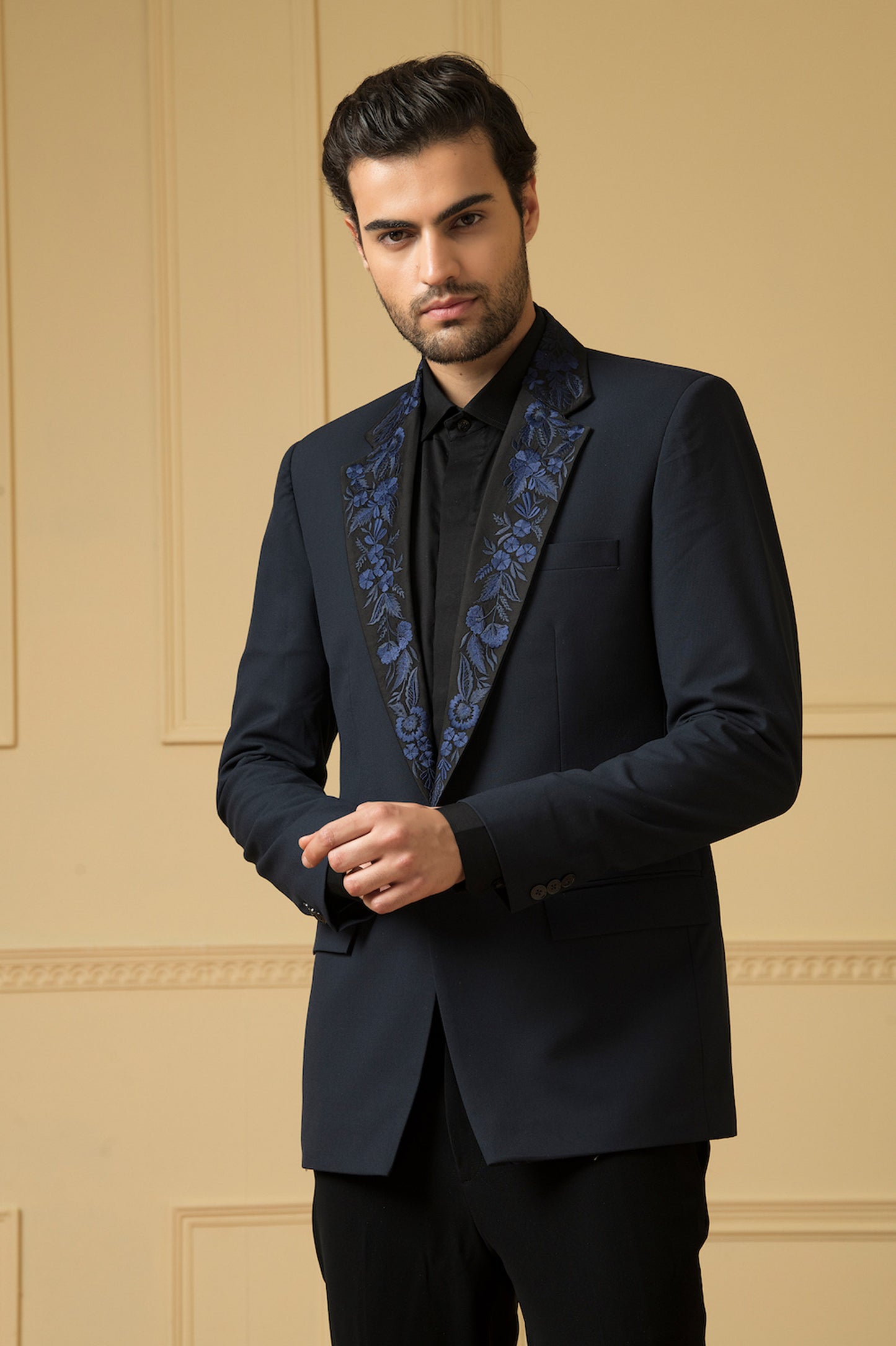 Brisa Blue Italian Strech Synthetic Satin Blazer