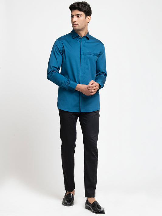 Blue Giza Cotton Ragic blue Pintuck shirt