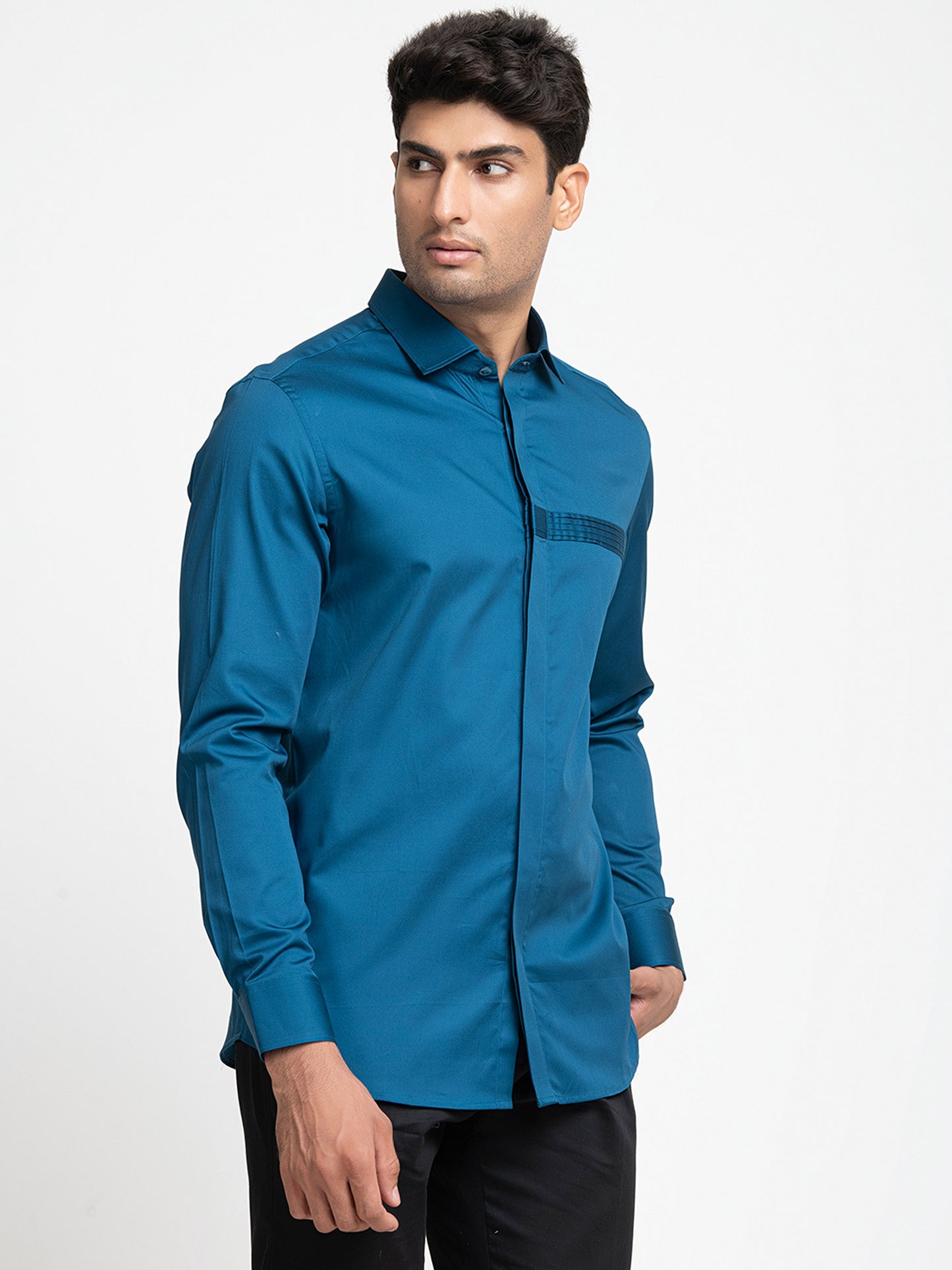 Blue Giza Cotton Ragic blue Pintuck shirt