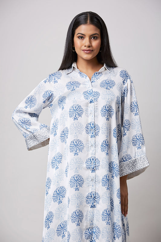 Modal Block Printed Abstract Motif Shirt