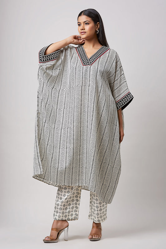 Metro Block Print Kaftan Set
