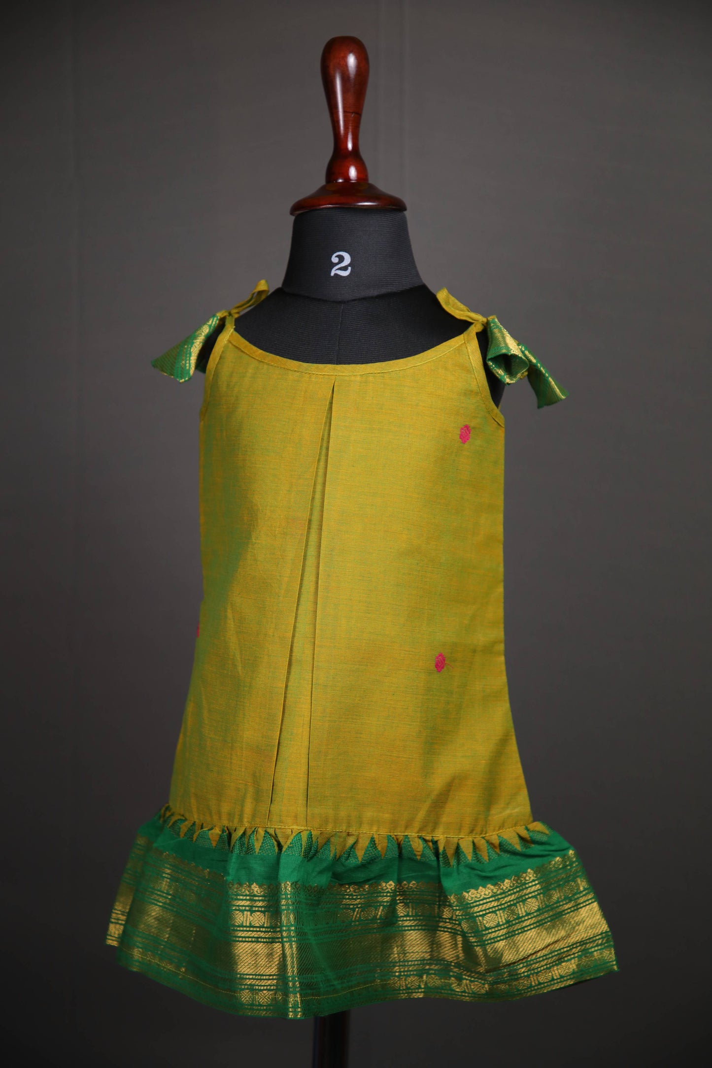 Swara - Tie up Dress in Kanchi Cotton in Mehendi Green