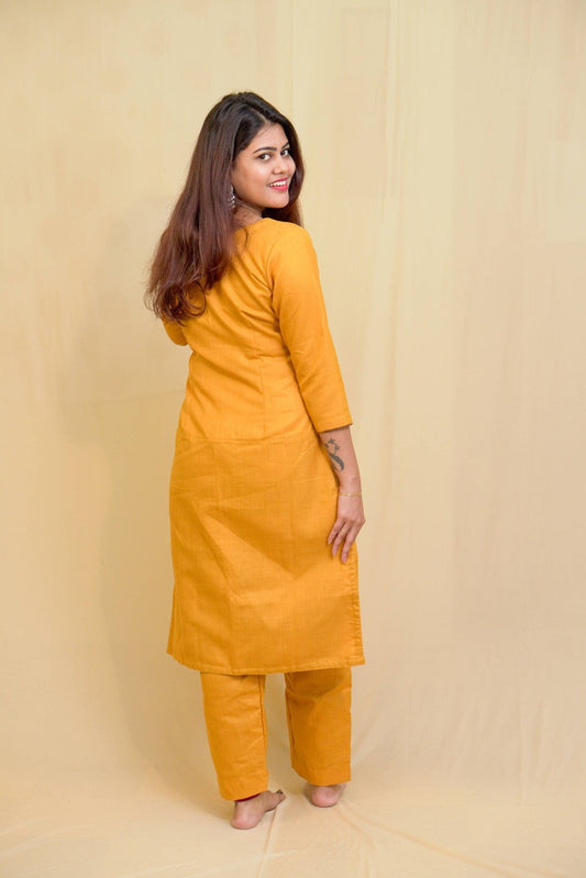 Kanaka -co-ord set in pure cotton with chettinad checks in mustard
