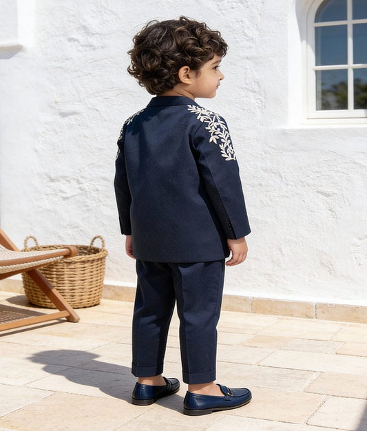 Luxe Dark Blue Achkan with Pant for Boys